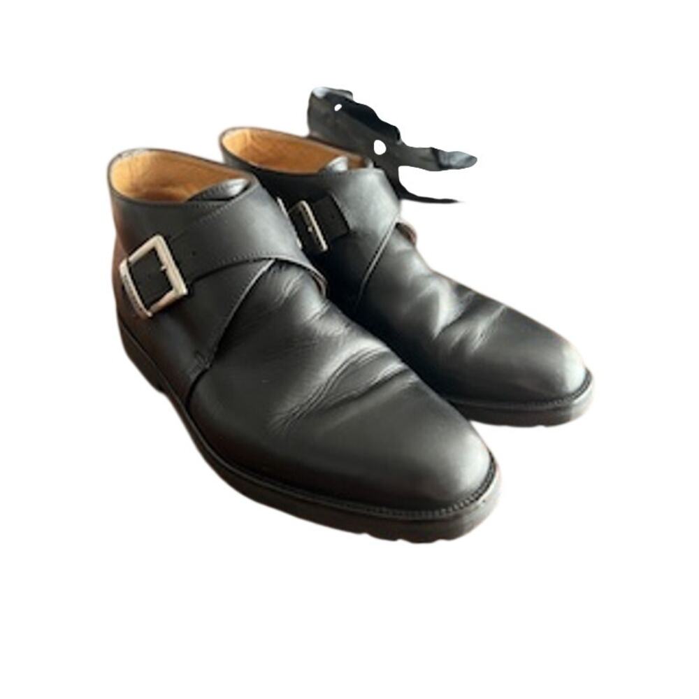 Kenneth Cole Reaction Men's sz 8.5 Boots Black Leather Double Buckle